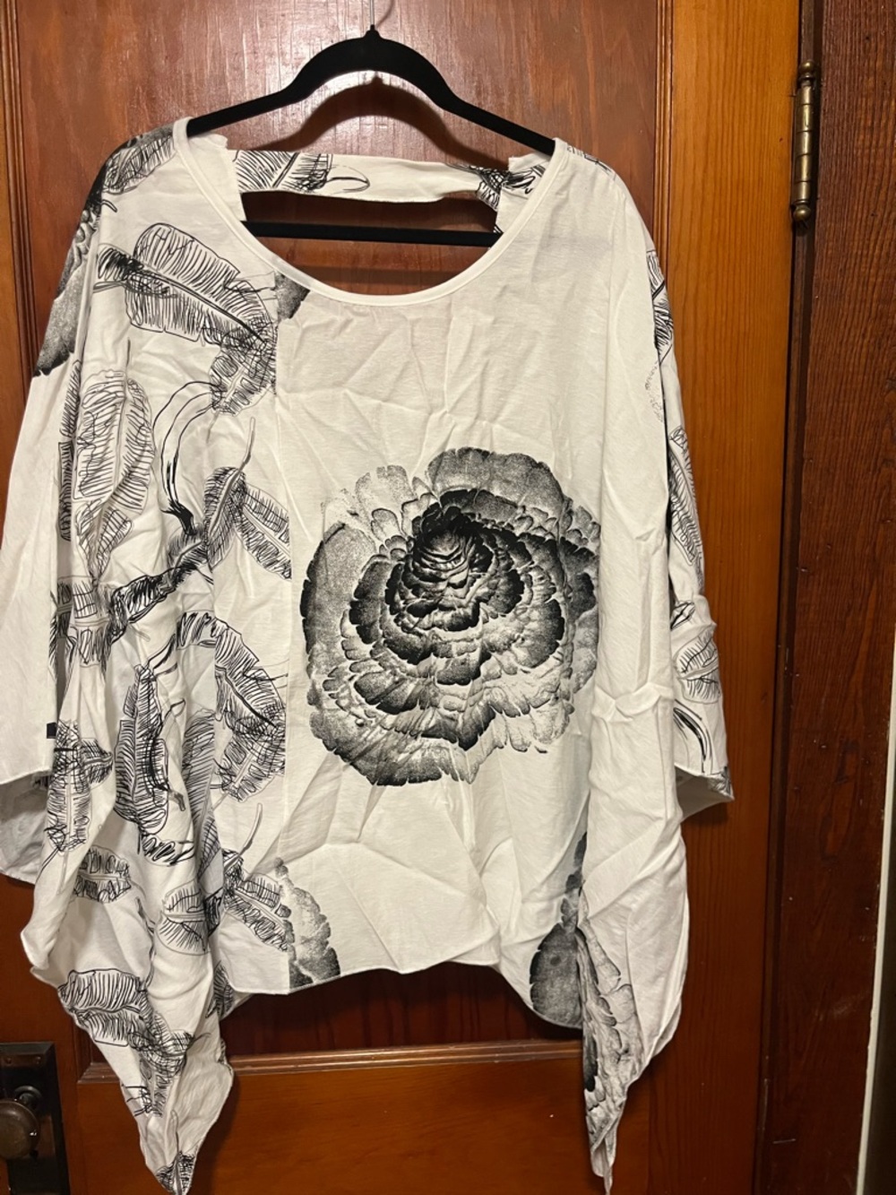 Coco + Carmen White Tunic with Black Floral Print